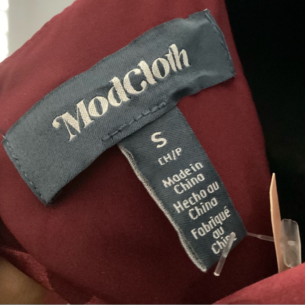 Modcloth Burgundy Dress S - Picture 9 of 10